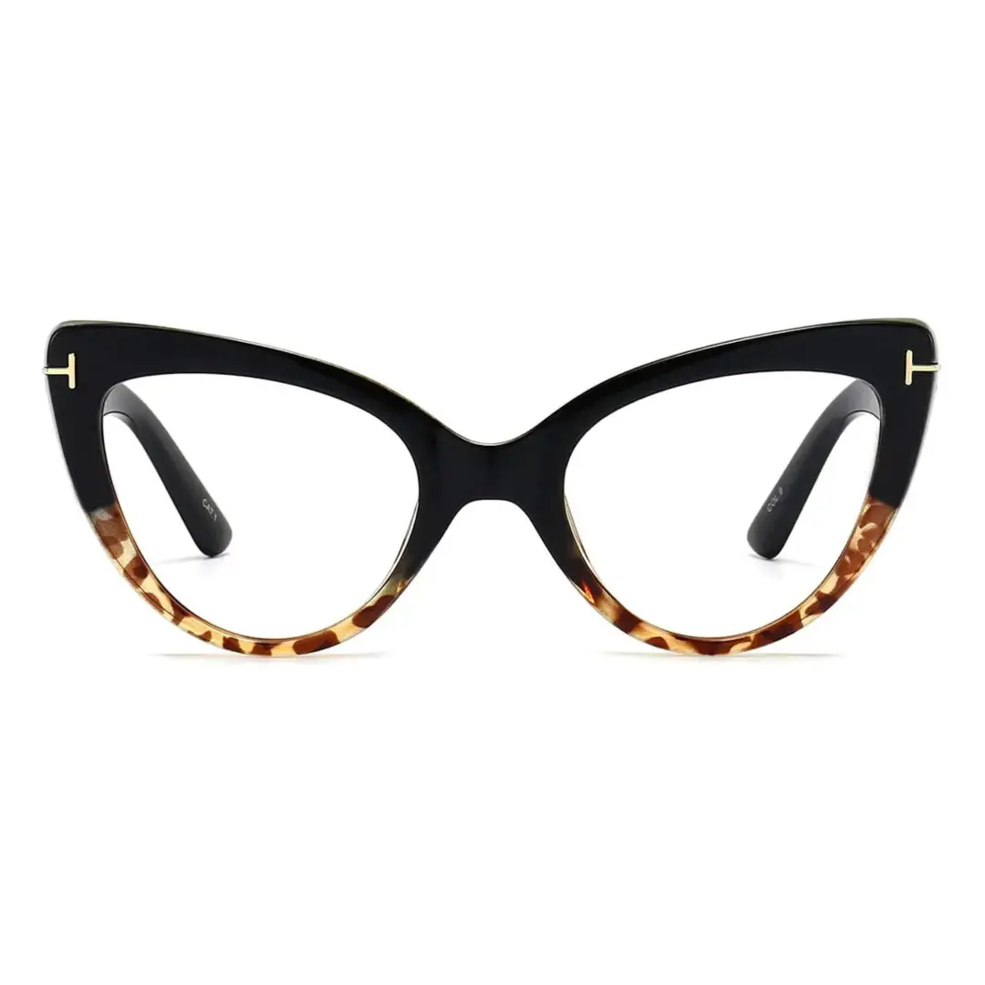 Front view of Camellia vintage cat eye tr90 eyeglasses CR0062308 in tortoise