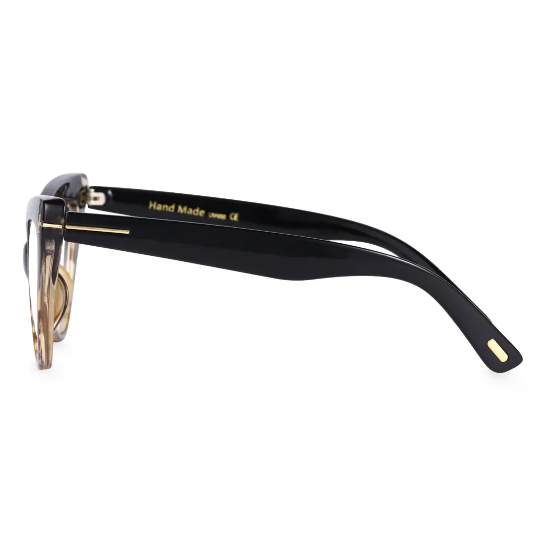 Side view of Camellia vintage cat eye tr90 eyeglasses CR0062308 in tortoise