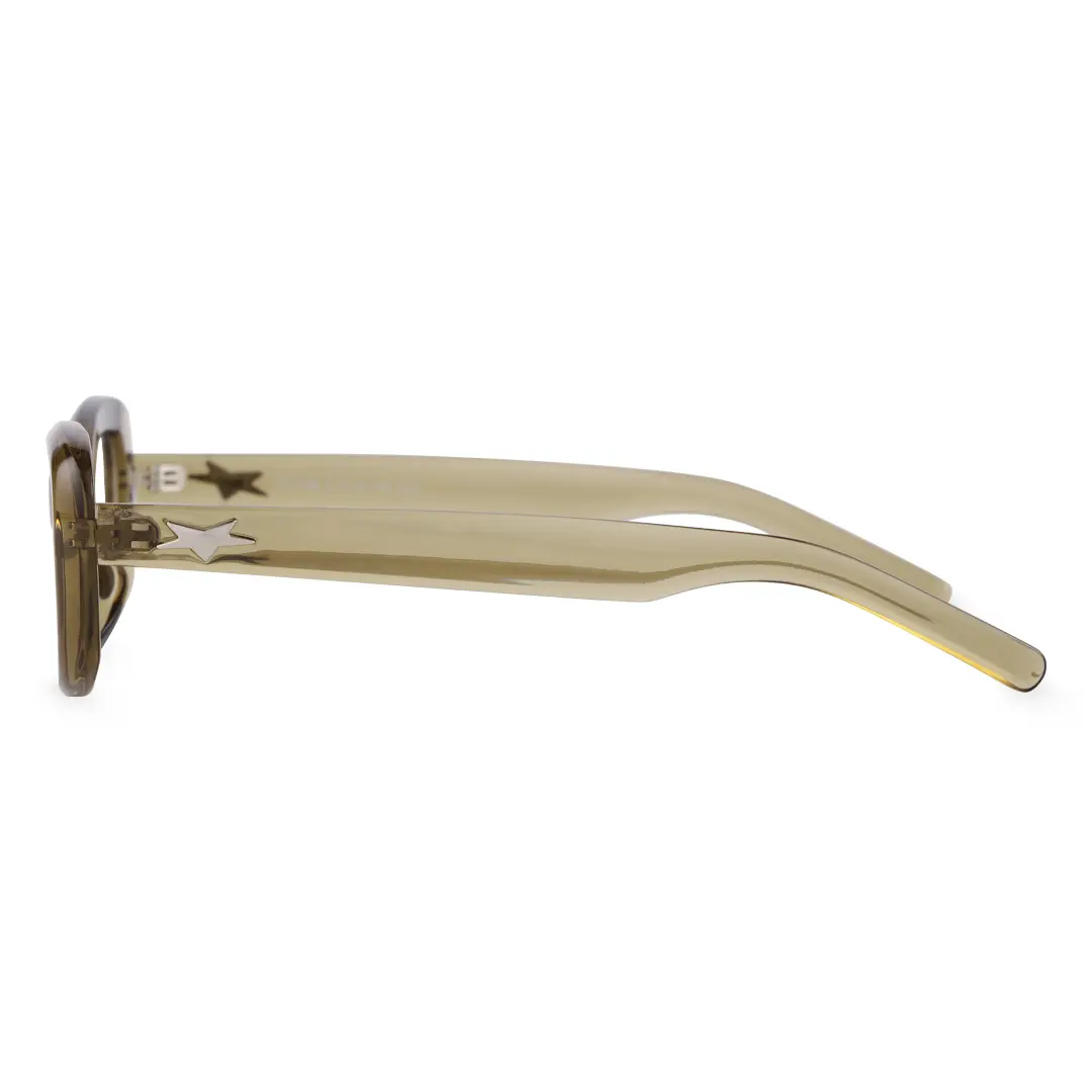 Side view of Dako cat eye tr90 eyeglasses CR0062408 in army green