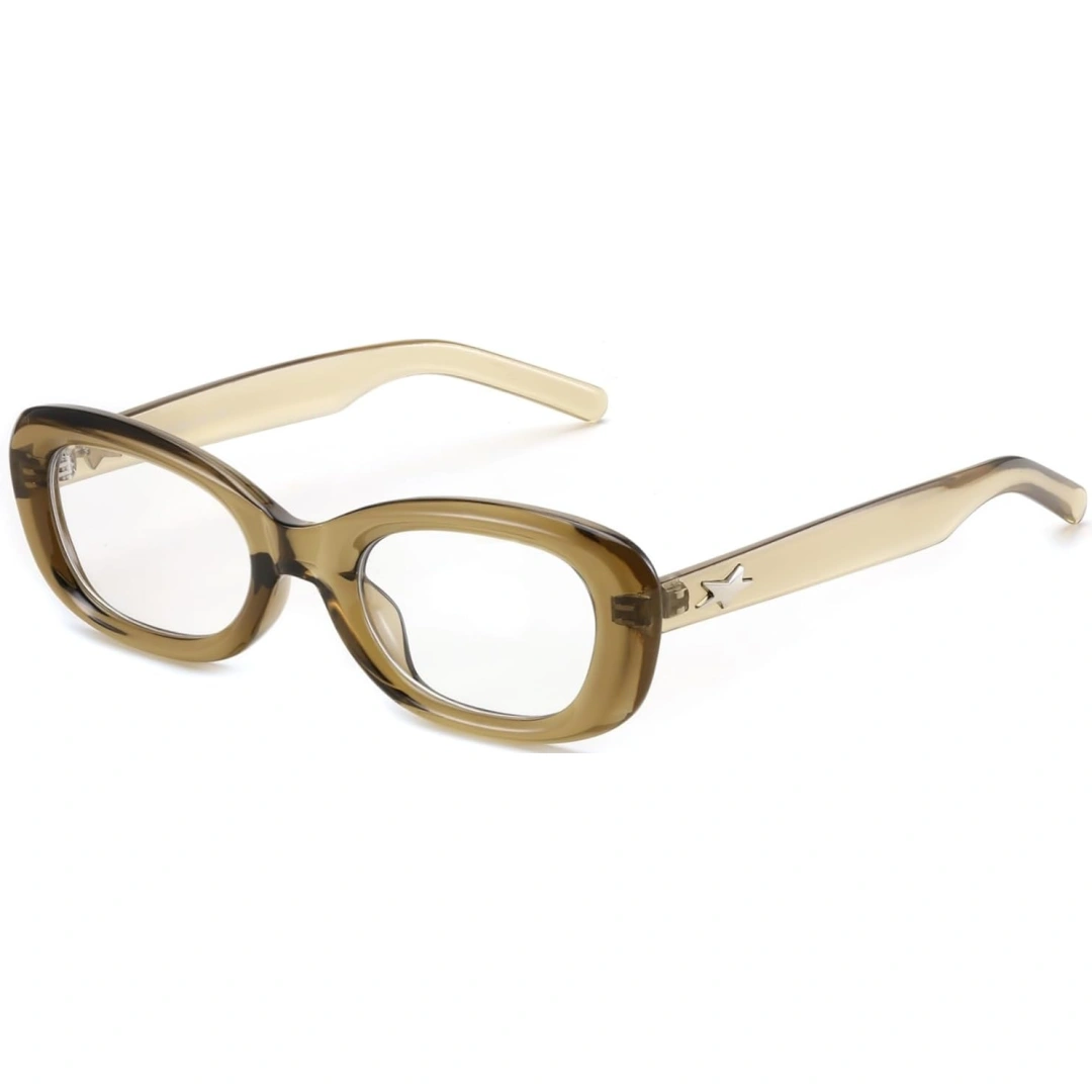 Angle view of Dako fashion cat eye tr90 eyeglasses in army green. SPU: CR0062408