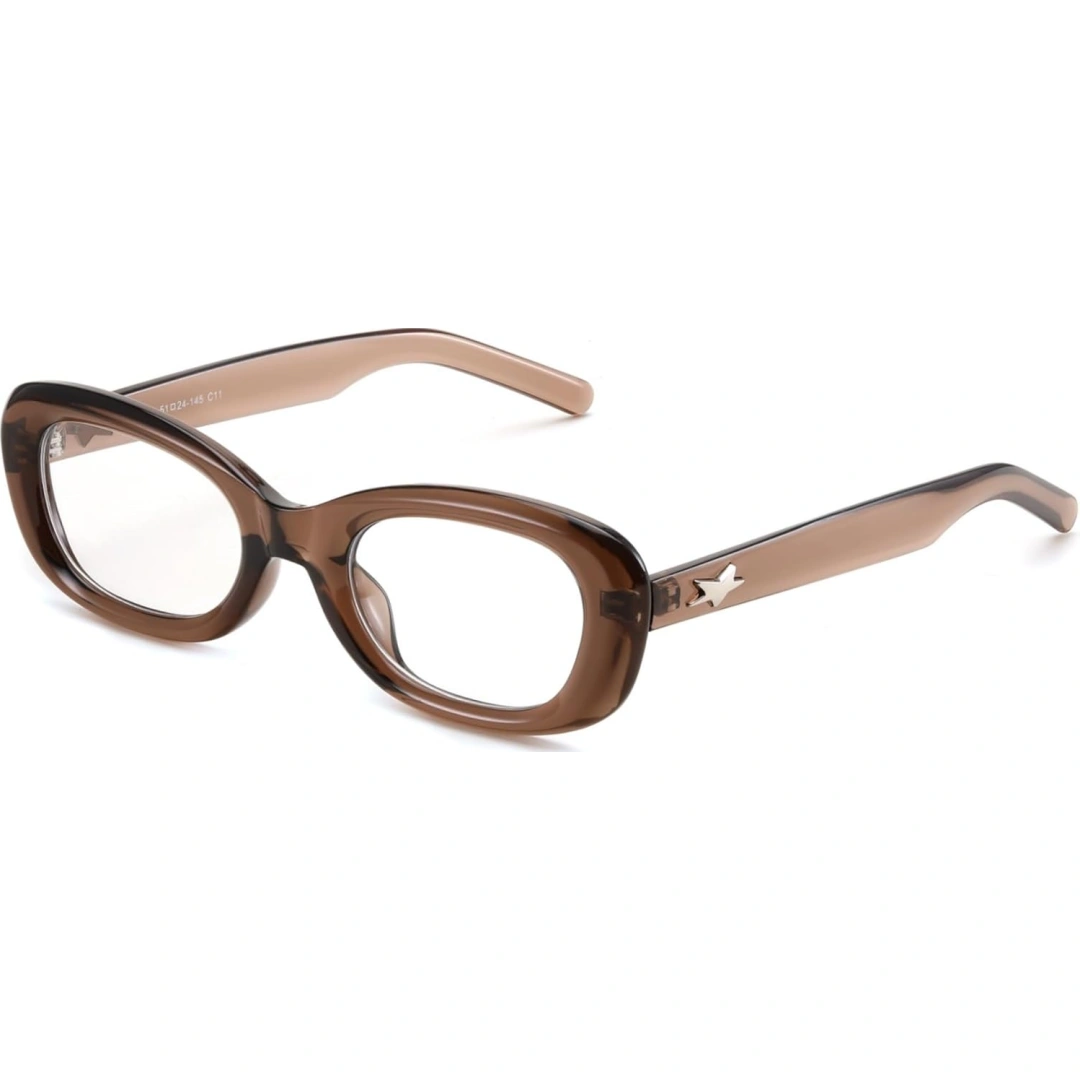 Angle view of Dako cat eye tr90 eyeglasses CR0062408 in brown