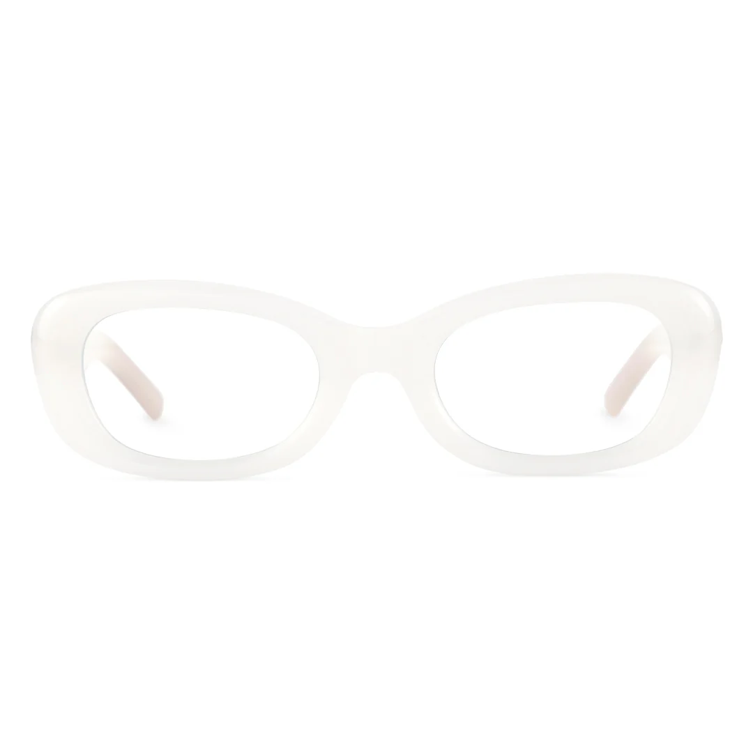 Front view of Dako fashion cat eye tr90 eyeglasses CR0062408 in white