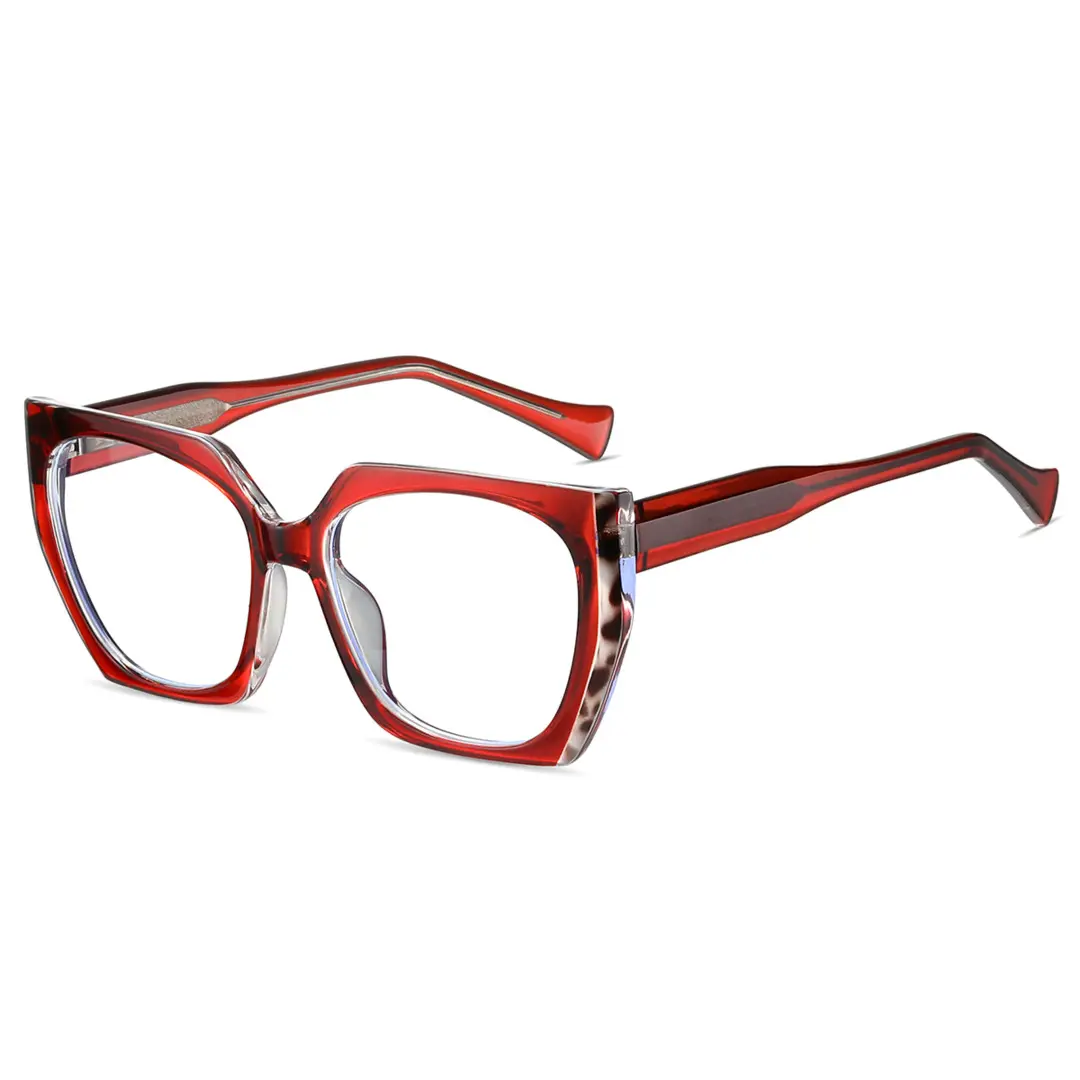 Angle view of Falit fashion cat eye tr90 eyeglasses CR0072403 in red
