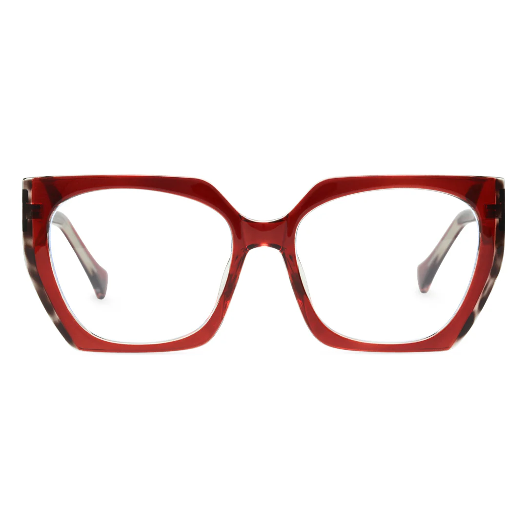 Front view of Falit fashion cat eye tr90 eyeglasses CR0072403 in red