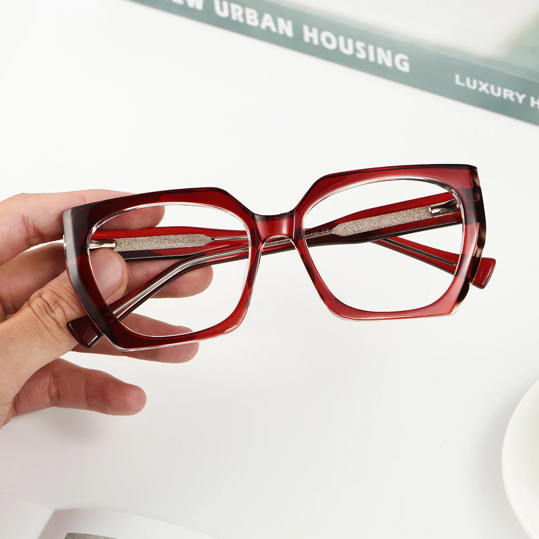 Scene view of Falit fashion cat eye tr90 eyeglasses CR0072403 in red