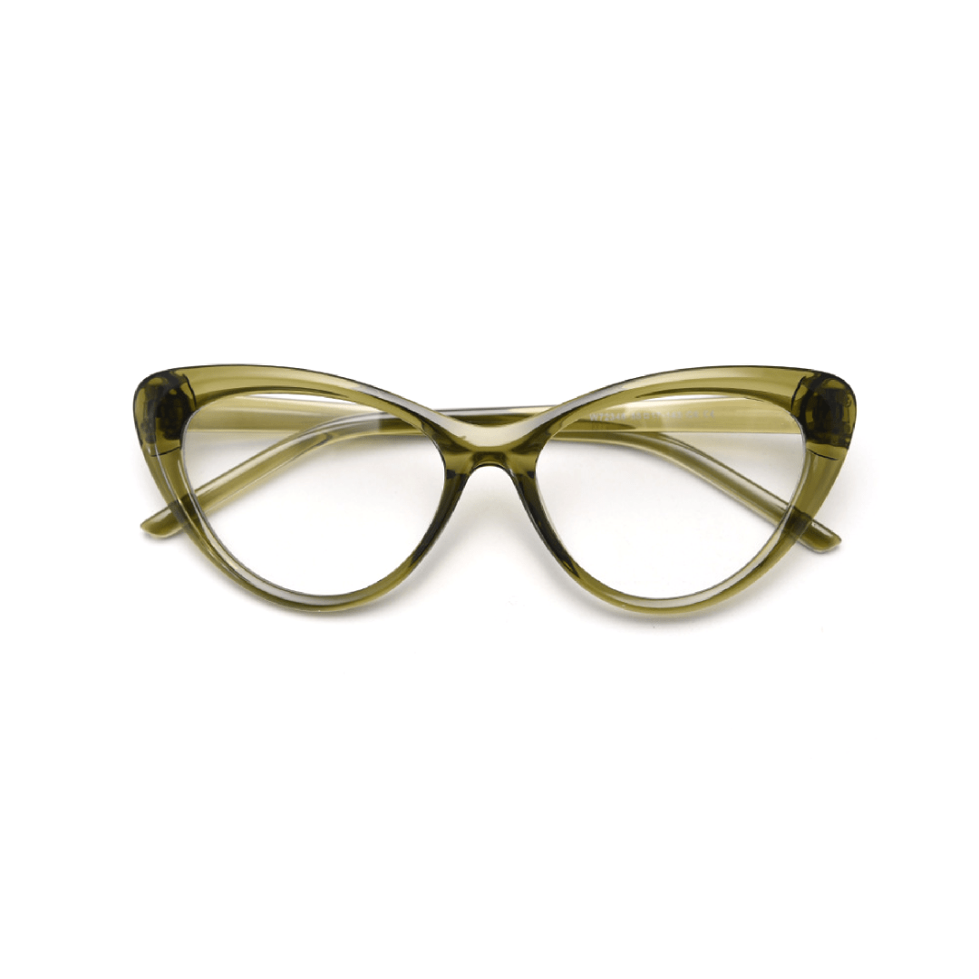 Front folded view of Andy vintage cat eye tr90 eyeglasses in army green. SPU: CR0072404