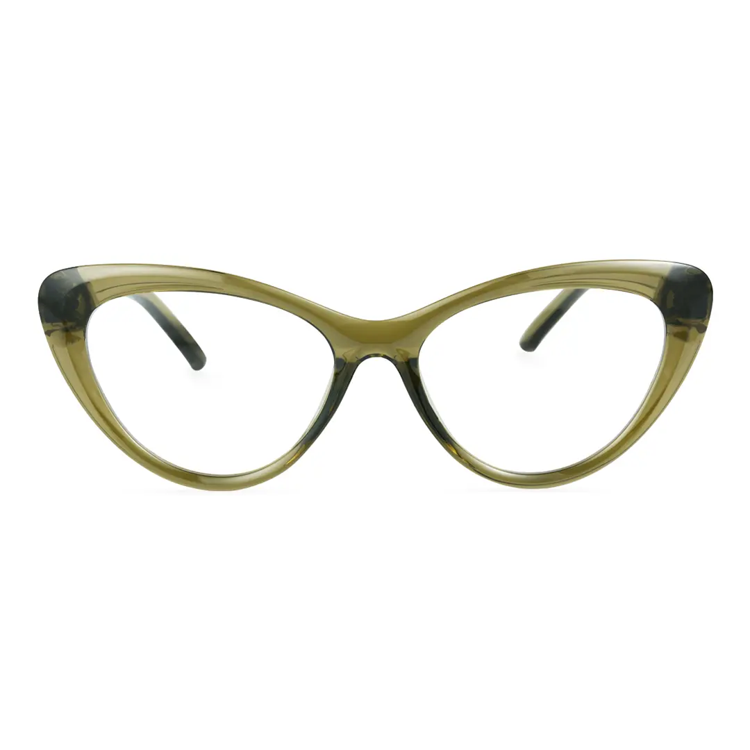 Front view of Andy vintage cat eye tr90 eyeglasses CR0072404 in army green