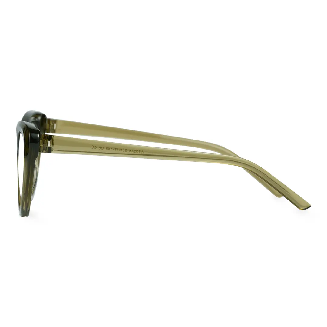 Side view of Andy vintage cat eye tr90 eyeglasses in army green. SPU: CR0072404