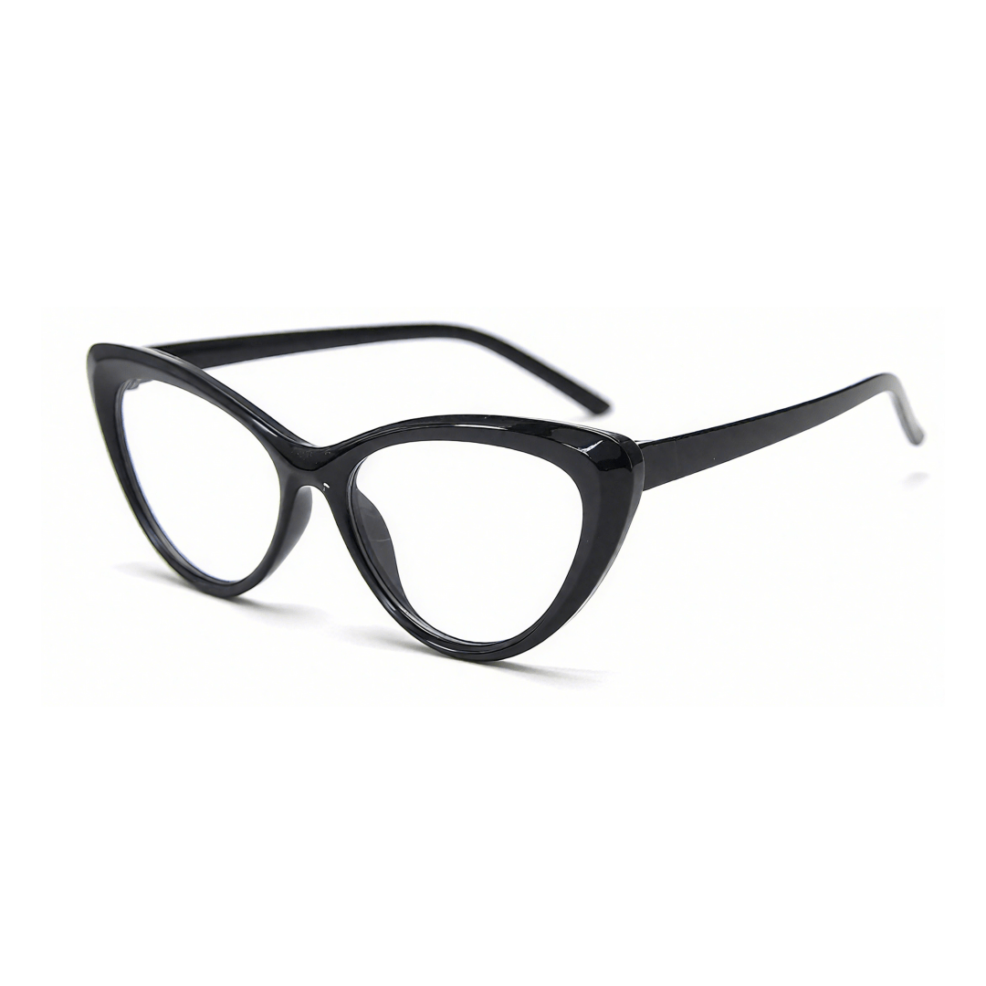 Angle view of Andy vintage cat eye tr90 eyeglasses in black. SPU: CR0072404