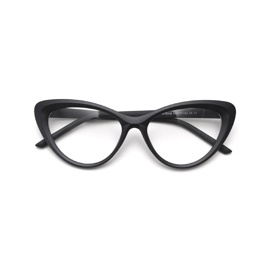 Front folded view of Andy vintage cat eye tr90 eyeglasses in black. SPU: CR0072404