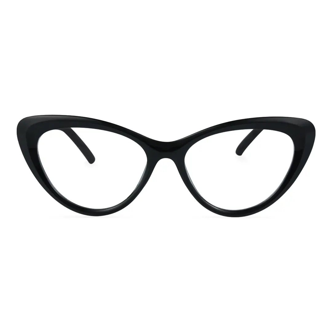 Front view of Andy vintage cat eye tr90 eyeglasses CR0072404 in black