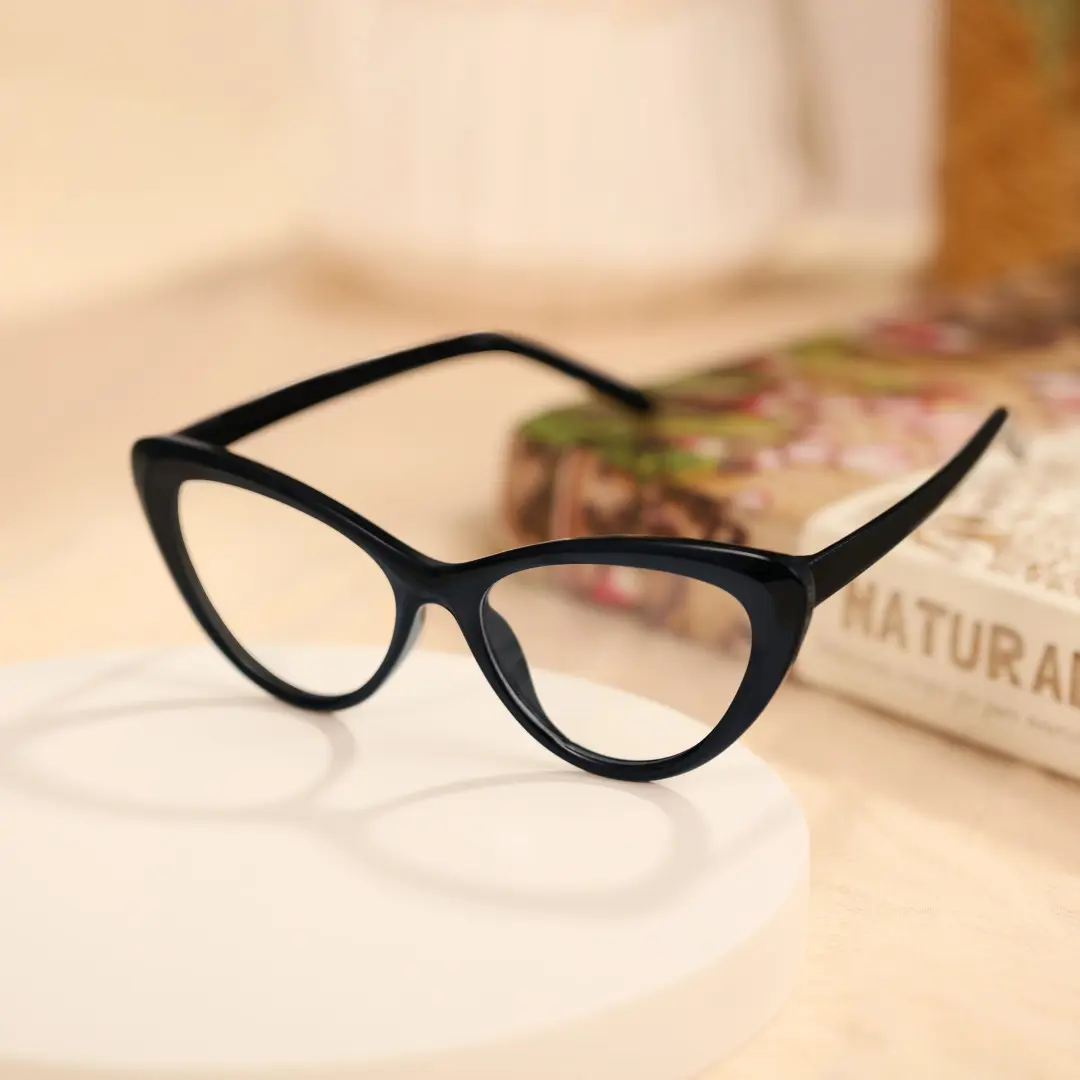 Scene view of Andy vintage cat eye tr90 eyeglasses in black. SPU: CR0072404