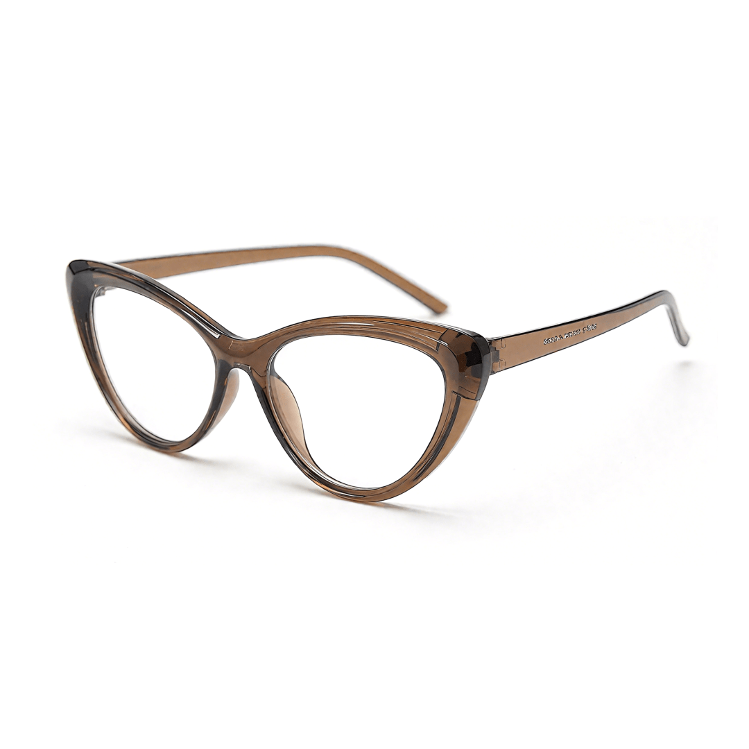 Angle view of Andy vintage cat eye tr90 eyeglasses in brown. SPU: CR0072404