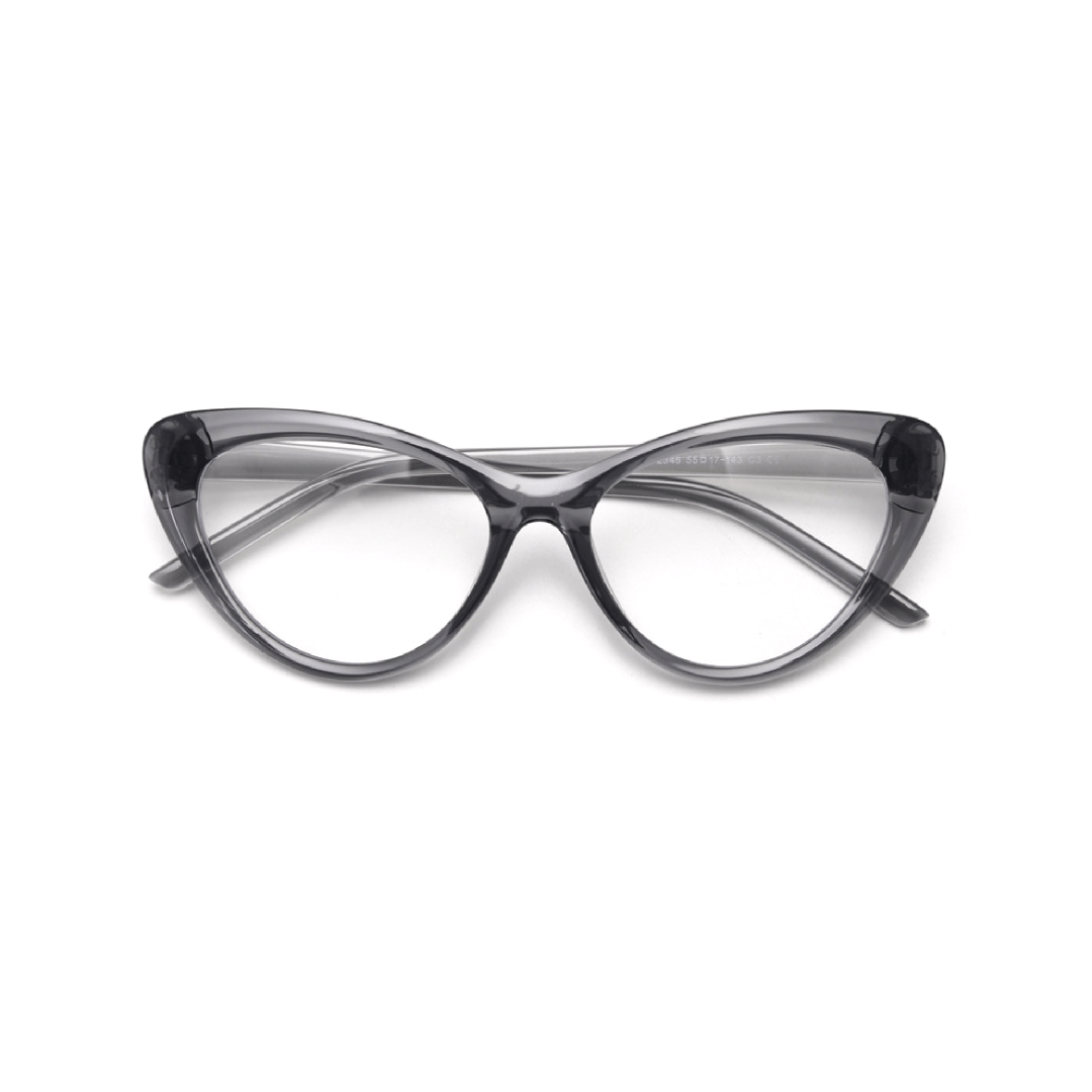 Front folded view of Andy vintage cat eye tr90 eyeglasses in silver. SPU: CR0072404
