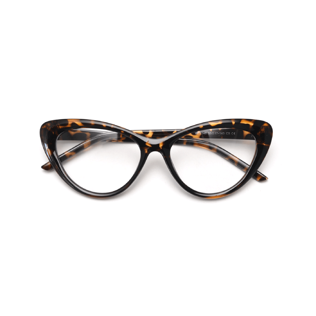Front folded view of Andy cat eye tr90 eyeglasses CR0072404 in tortoise