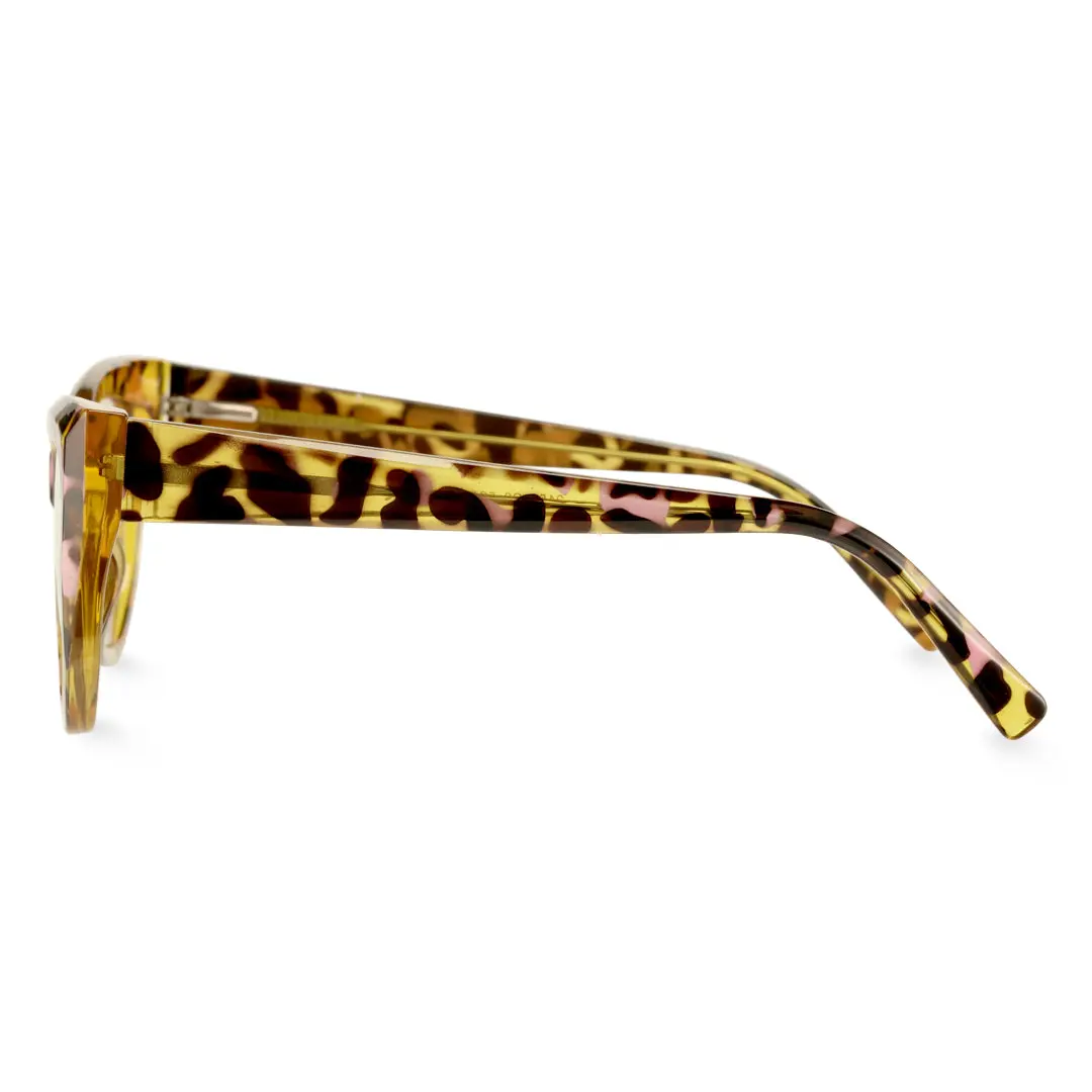 Side view of Qcindra vintage cat eye tr90 eyeglasses CR0092411 in yellow tortoise