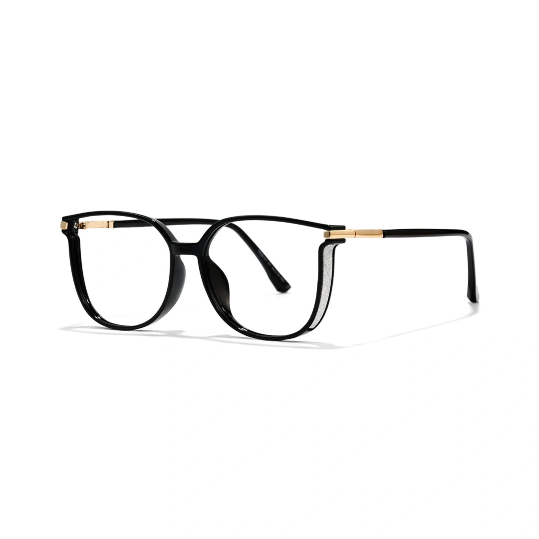 Angle view of Zephyr cat eye tr90 eyeglasses CR0102409 in black