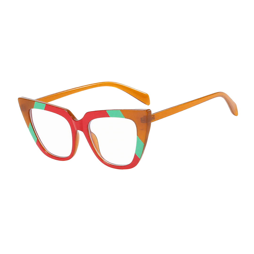 Angle view of Venus colorful cat-eye pc eyeglasses CR0112307 in multicolor