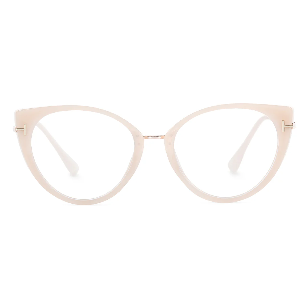 Front view of Zane fashion cat eye tr90 eyeglasses CR0112402 in beige