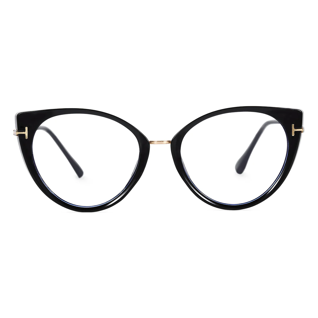 Front view of Zane fashion cat eye tr90 eyeglasses CR0112402 in black