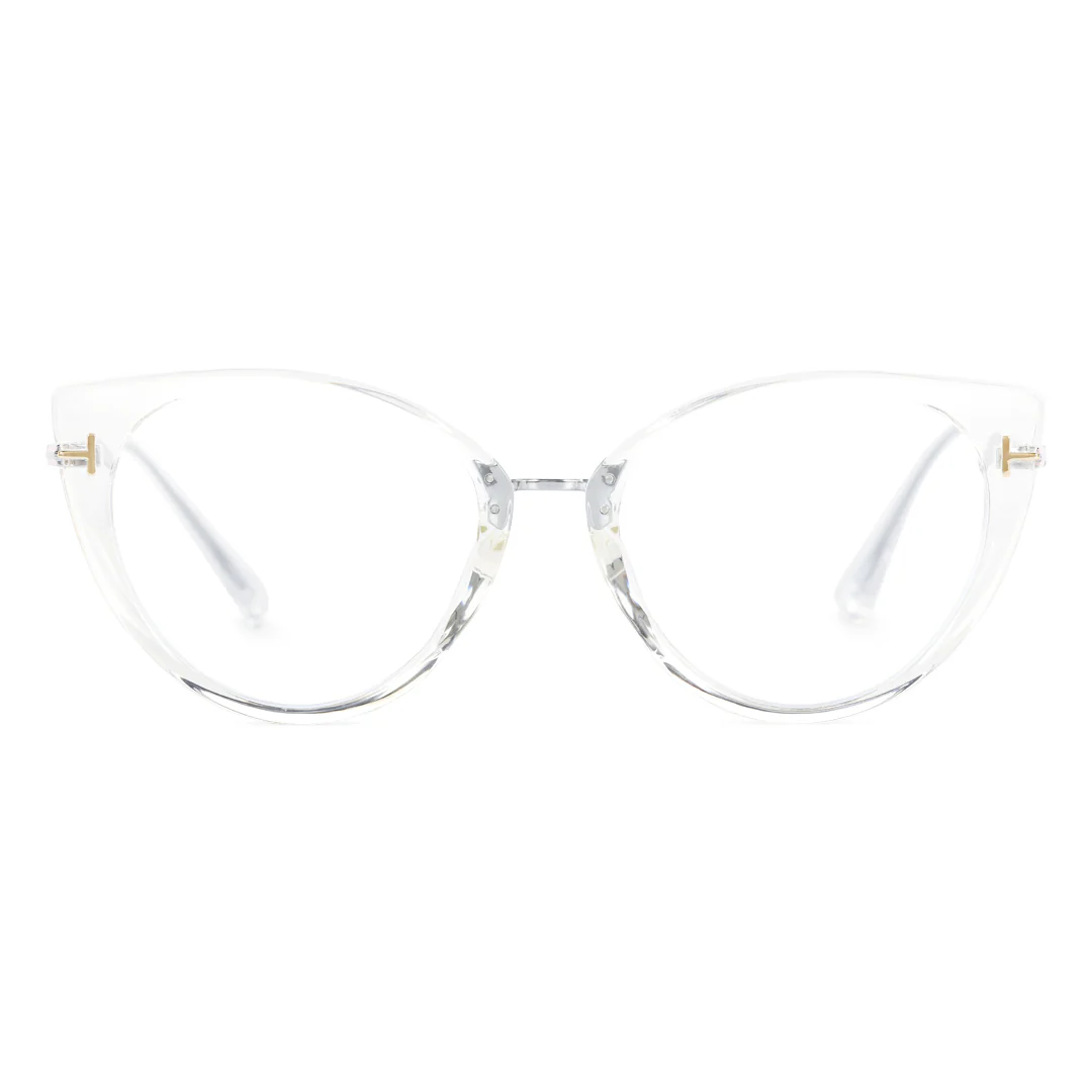 Front view of Zane fashion cat eye tr90 eyeglasses CR0112402 in clear