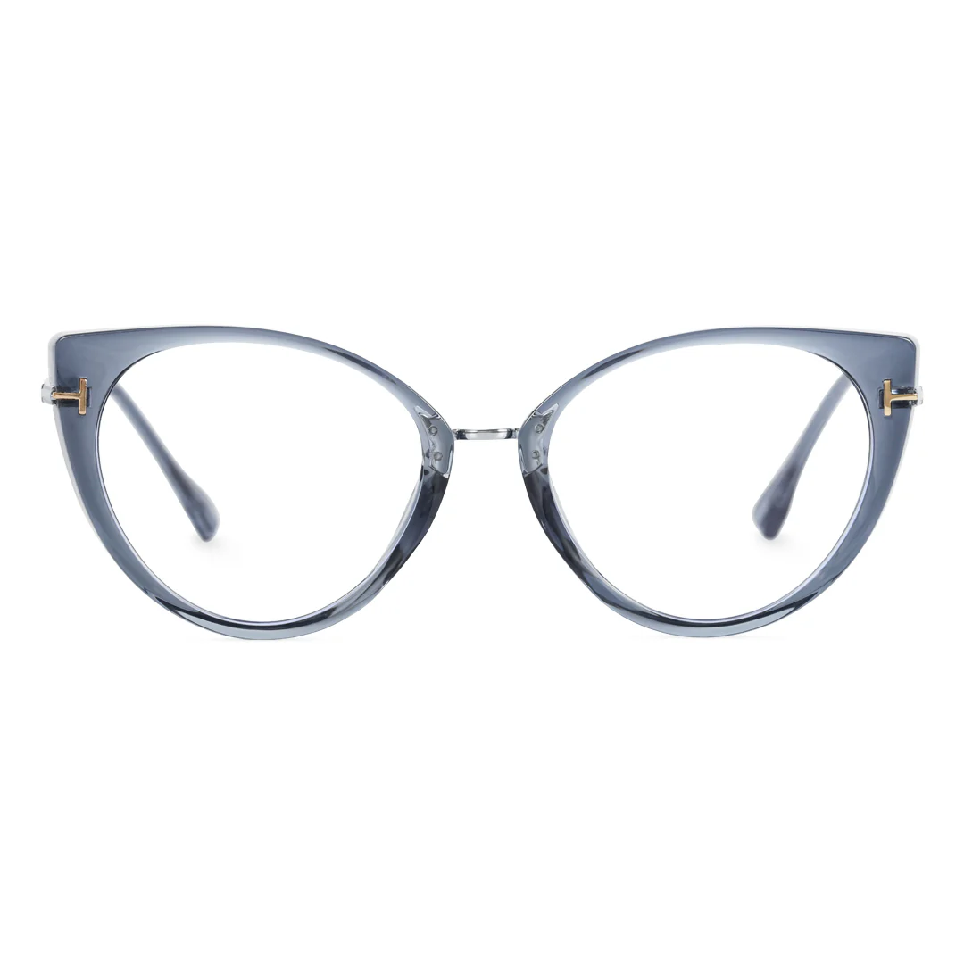 Front view of Zane fashion cat eye tr90 eyeglasses CR0112402 in grey