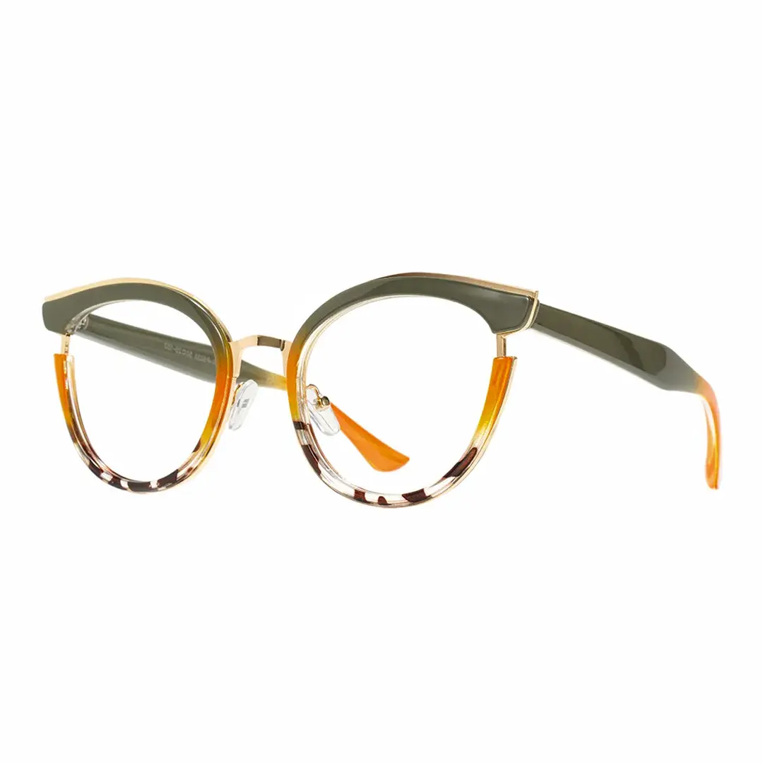 Angle view of Estevo cat eye tr90 eyeglasses CR0112404 in army green