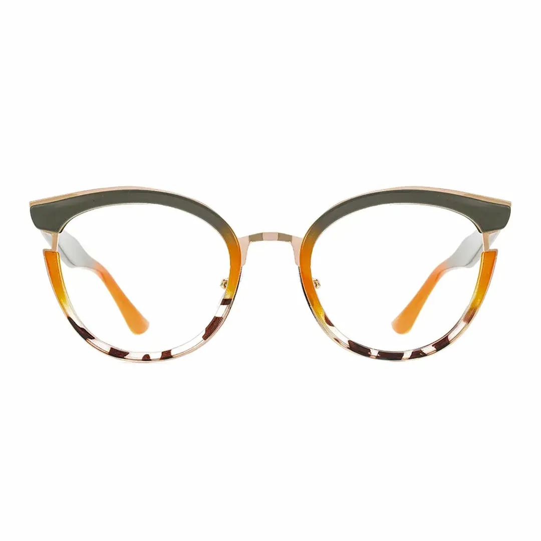 Front view of Estevo cat eye tr90 eyeglasses CR0112404 in army green