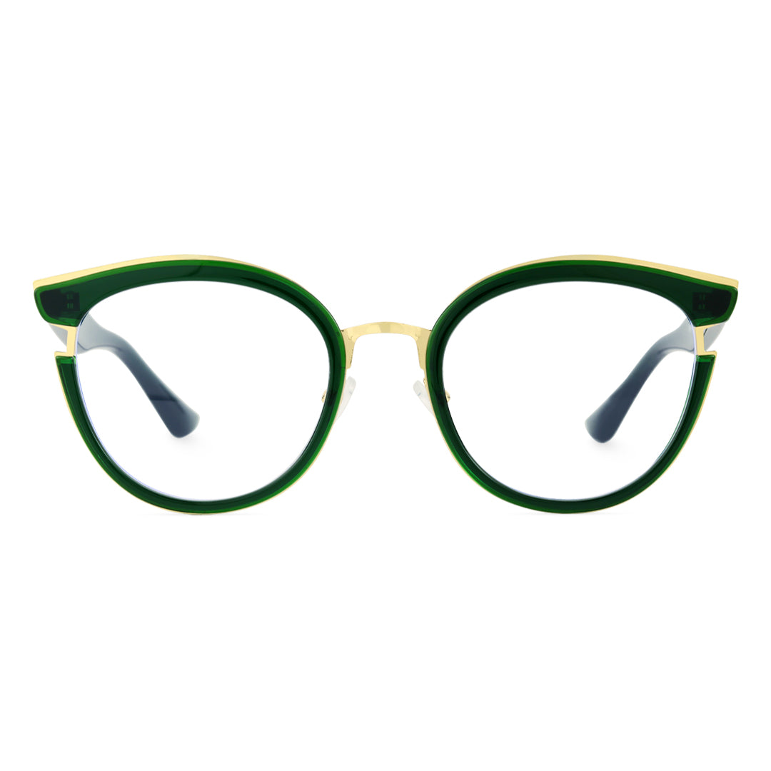 Front view of Estevo cat eye tr90 eyeglasses CR0112404 in green