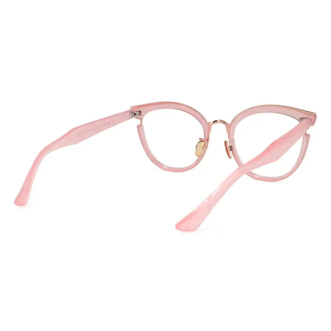 Back view of Estevo cat eye tr90 eyeglasses CR0112404 in light pink