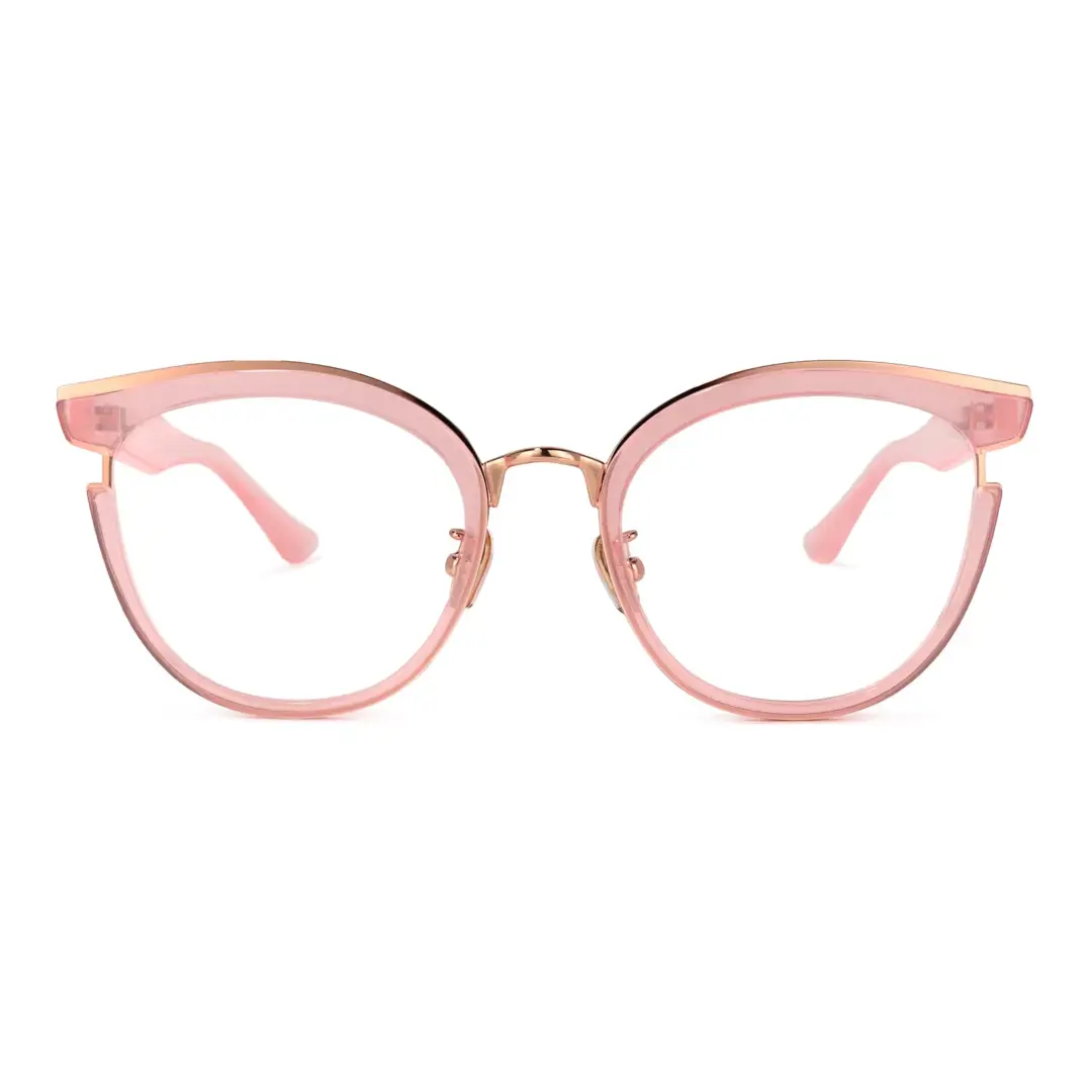 Front view of Estevo cat eye tr90 eyeglasses CR0112404 in light pink