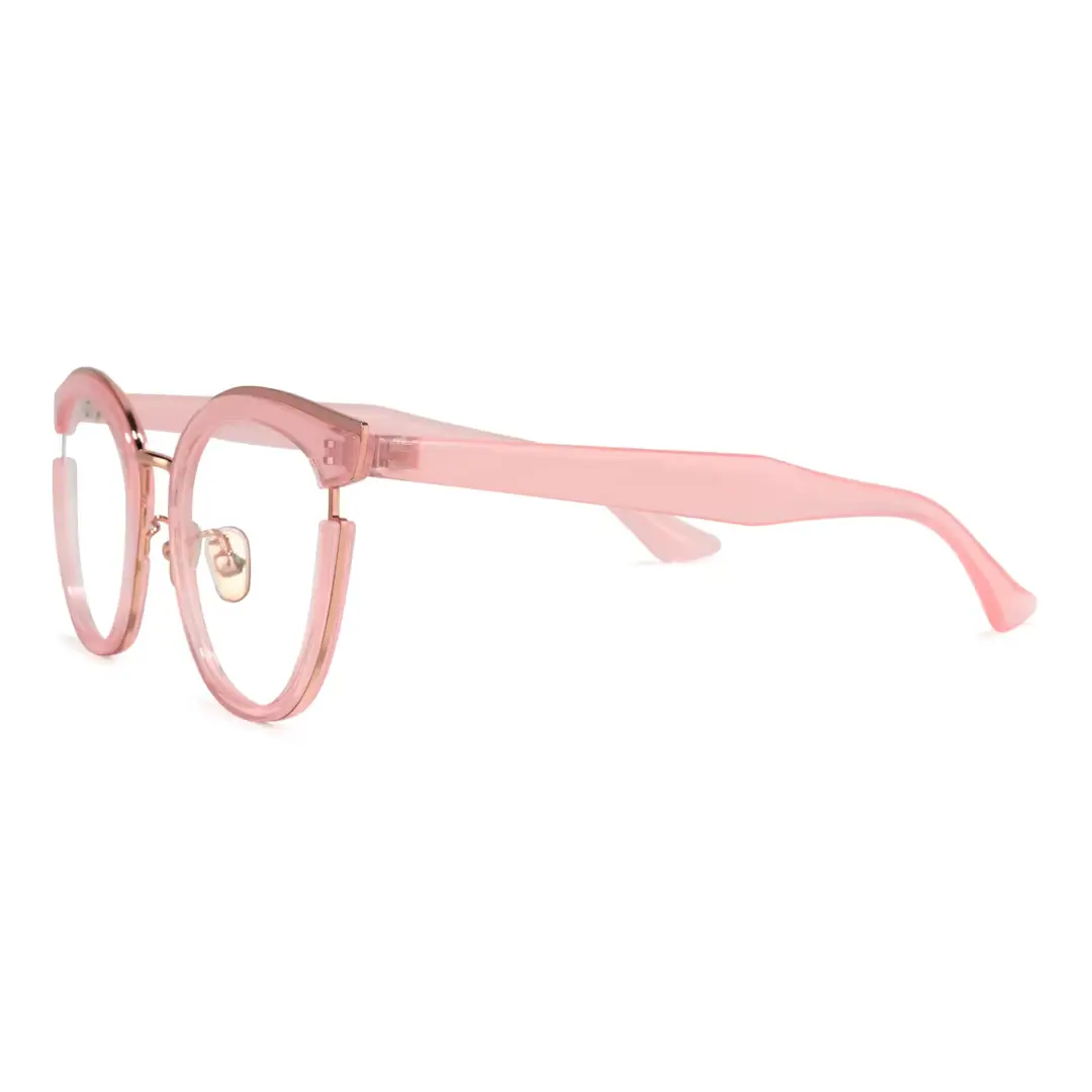 Side view of Estevo cat eye tr90 eyeglasses CR0112404 in light pink