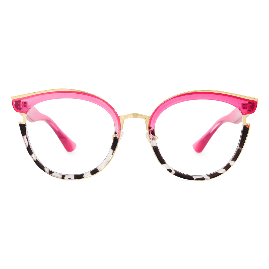 Front view of Estevo cat eye tr90 eyeglasses CR0112404 in pink