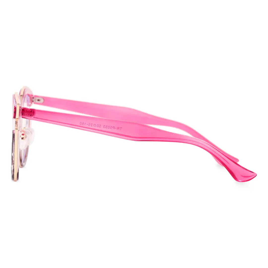 Side view of Estevo cat eye tr90 eyeglasses CR0112404 in pink