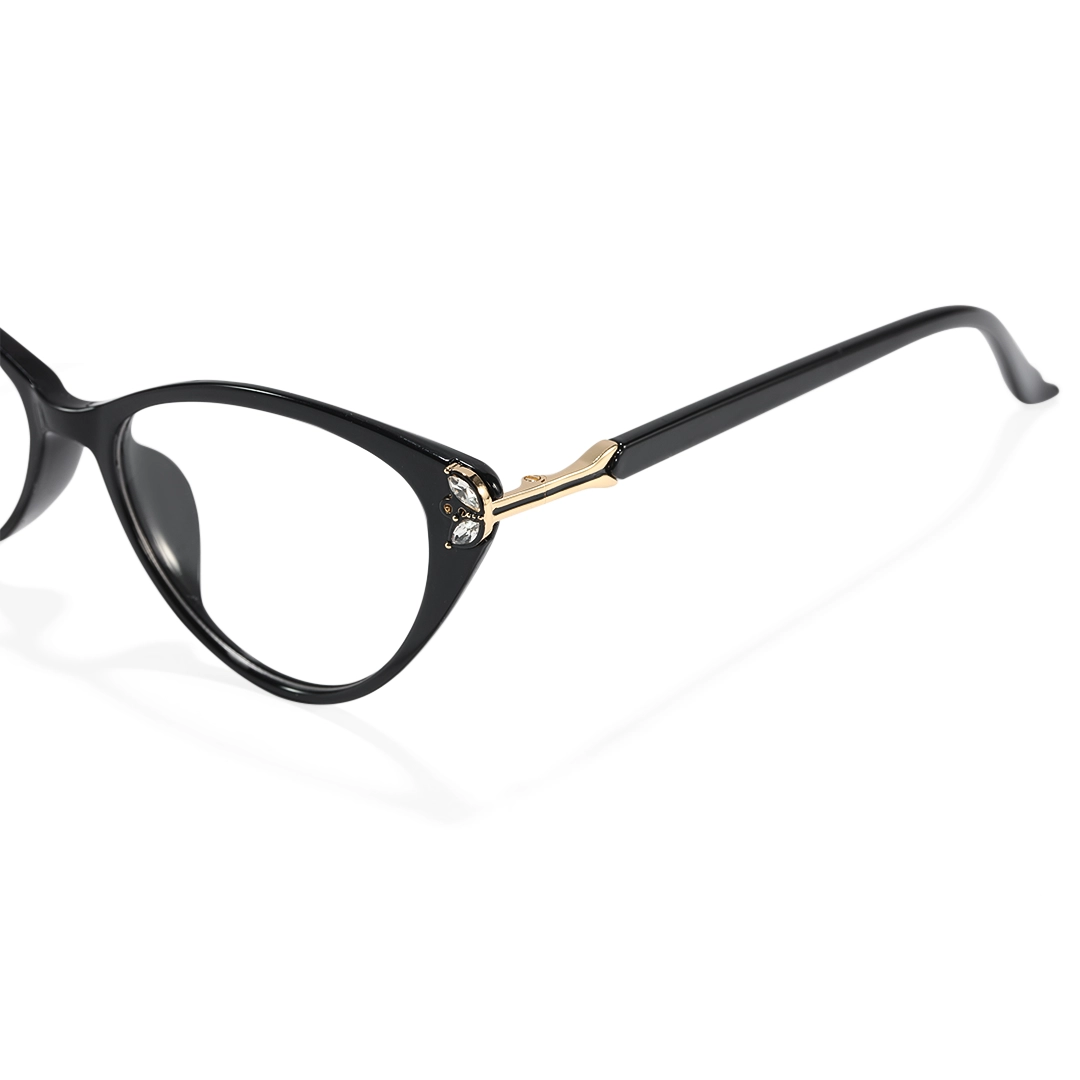 Frame detail view of Diva vintage cat eye tr90 eyeglasses in black. SPU: CR0112510