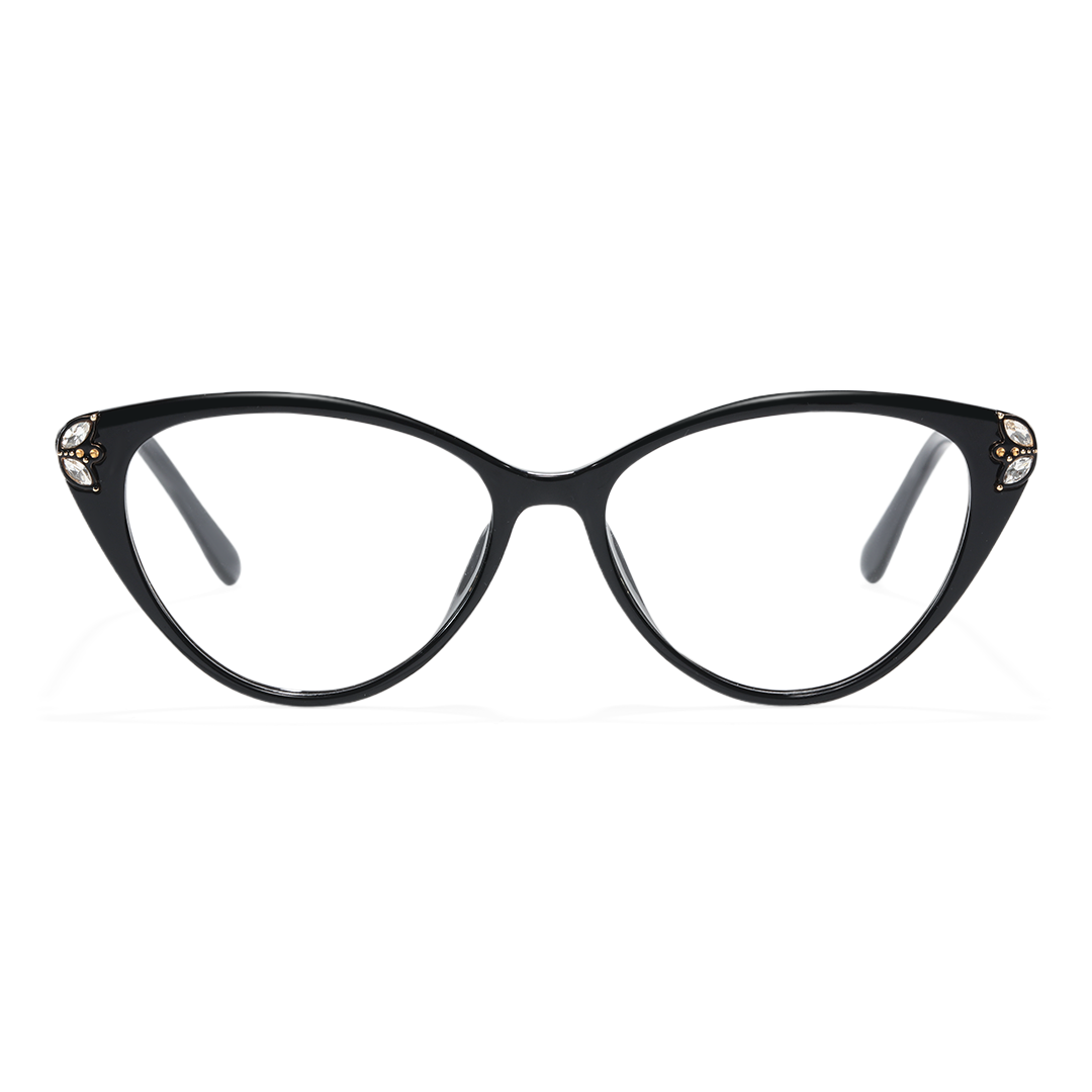 Front view of Diva vintage cat eye tr90 eyeglasses in black. SPU: CR0112510