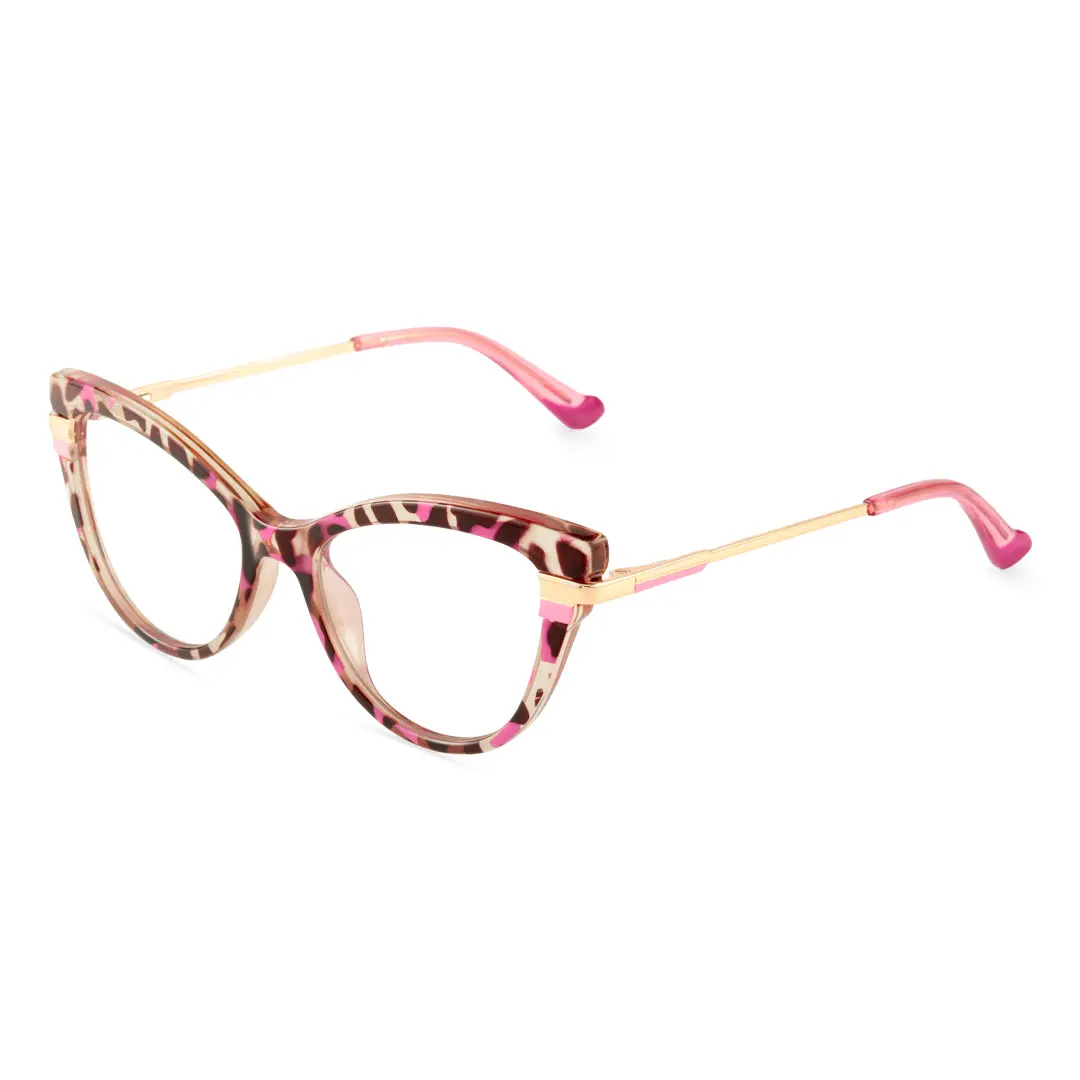 Angle view of Qcara vintage cat eye tr90 eyeglasses CR0122411 in red tortoise