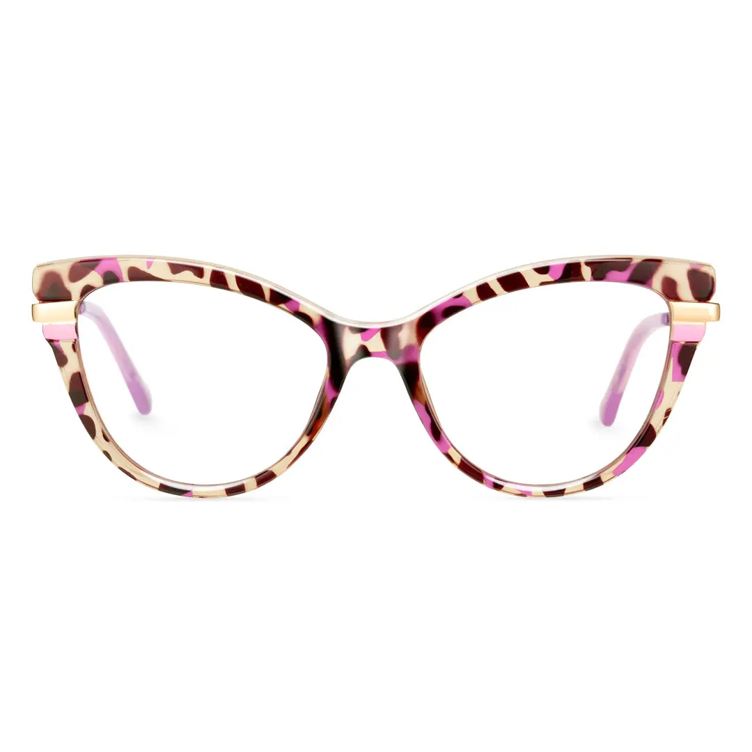 Front view of Qcara vintage cat eye tr90 eyeglasses CR0122411 in red tortoise