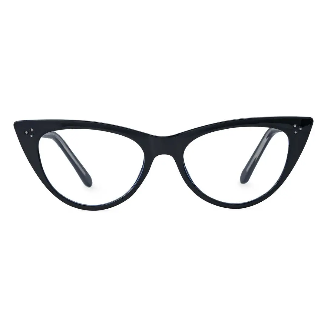 Front view of Santiago vintage cat eye tr90 eyeglasses CR0132209 in black