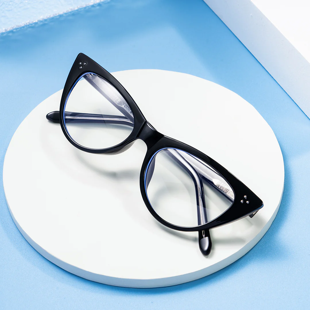 Scene view of Santiago vintage cat eye tr90 eyeglasses in black. SPU: CR0132209