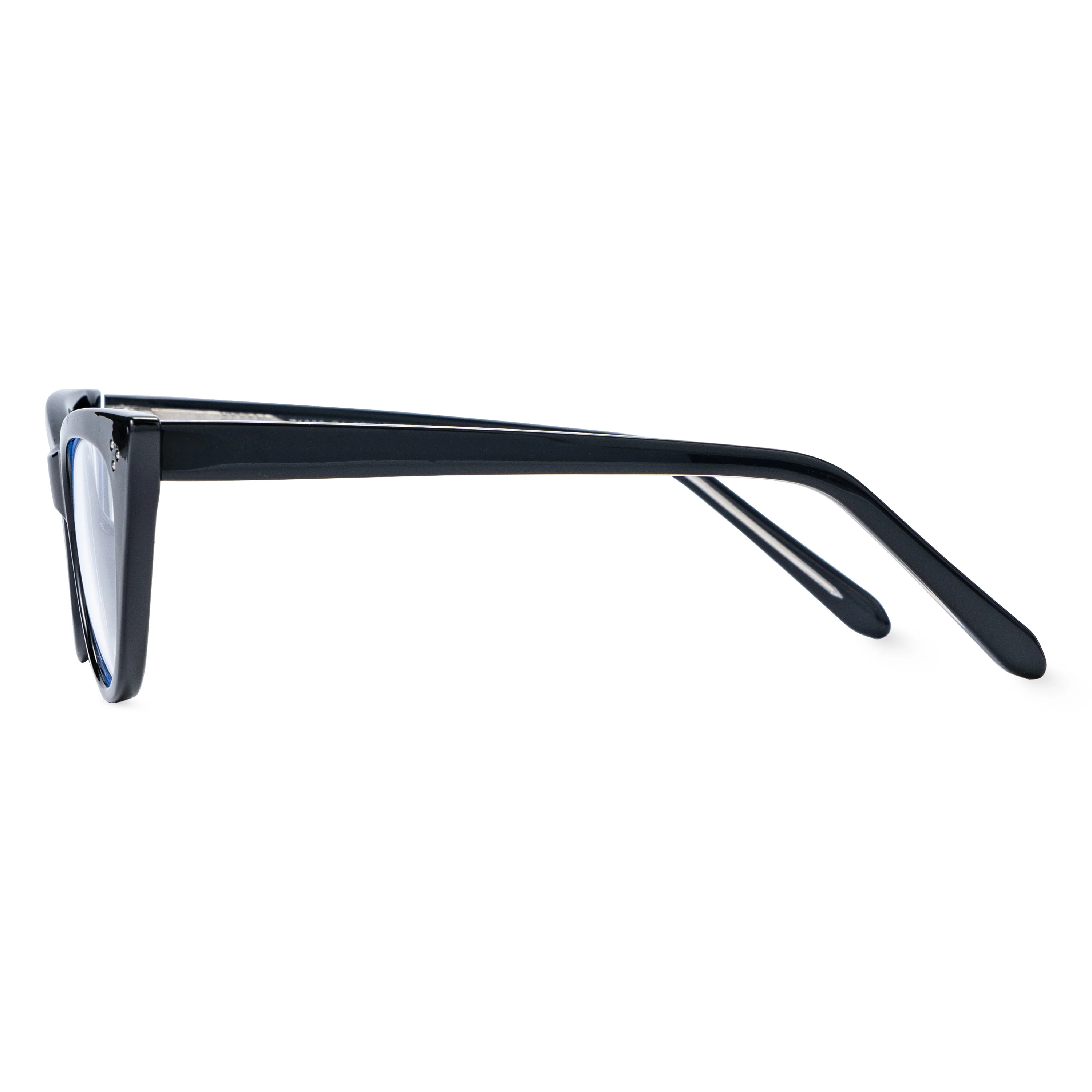 Side view of Santiago vintage cat eye tr90 eyeglasses in black. SPU: CR0132209