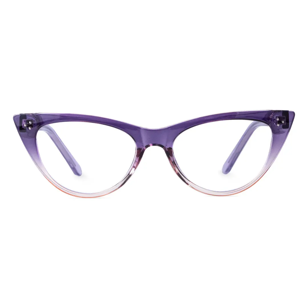 Front view of Santiago vintage cat eye tr90 eyeglasses CR0132209 in light purple