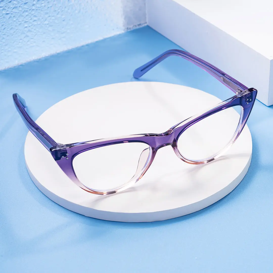 Scene view of Santiago vintage cat eye tr90 eyeglasses in light purple. SPU: CR0132209
