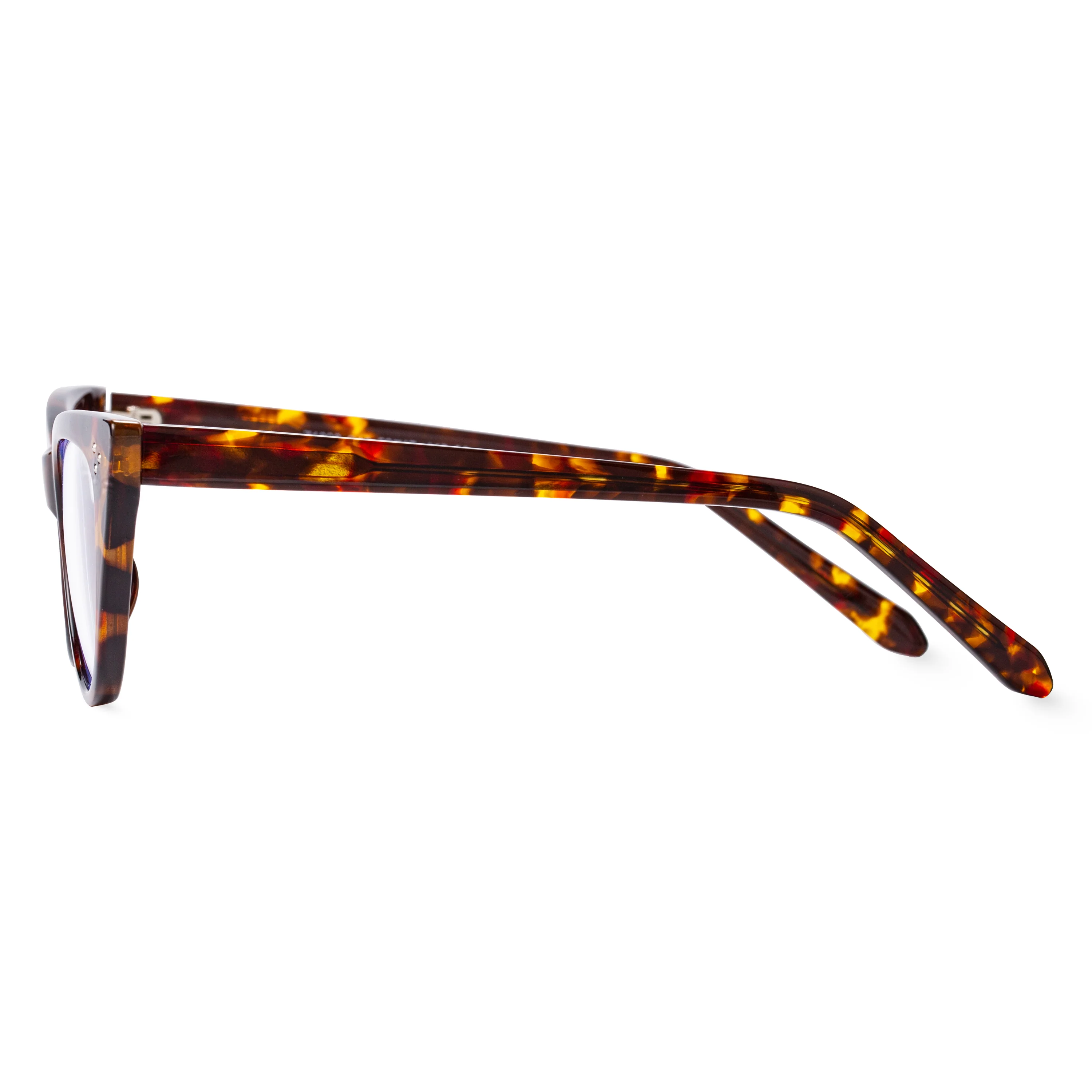 Side view of Santiago cat eye tr90 eyeglasses CR0132209 in tortoise