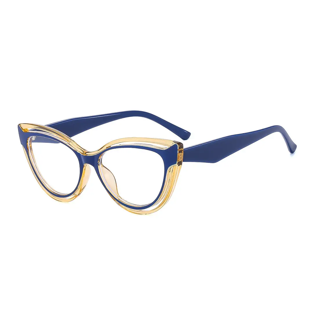 Angle view of Barton vintage cat eye tr90 eyeglasses CR0132408 in blue