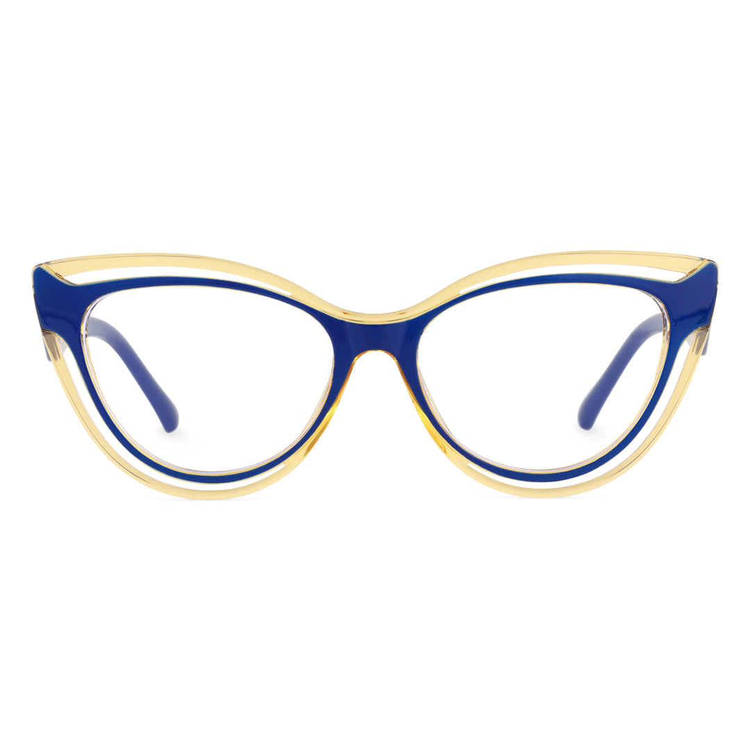 Front view of Barton vintage cat eye tr90 eyeglasses CR0132408 in blue
