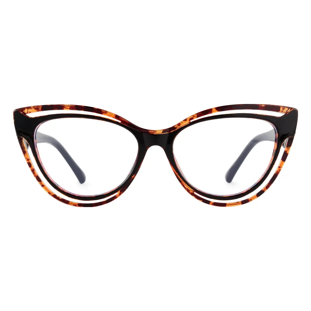 Front view of Barton vintage cat eye tr90 eyeglasses CR0132408 in tortoise