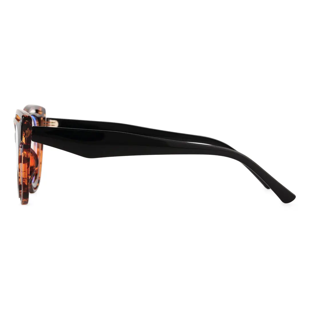 Side view of Barton vintage cat eye tr90 eyeglasses CR0132408 in tortoise