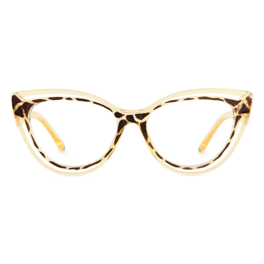 Front view of Barton vintage cat eye tr90 eyeglasses CR0132408 in yellow