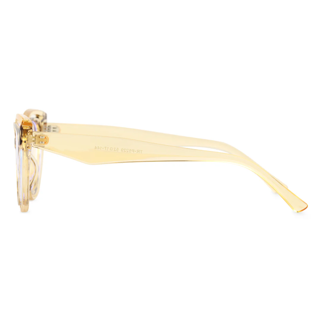 Side view of Barton vintage cat eye tr90 eyeglasses CR0132408 in yellow